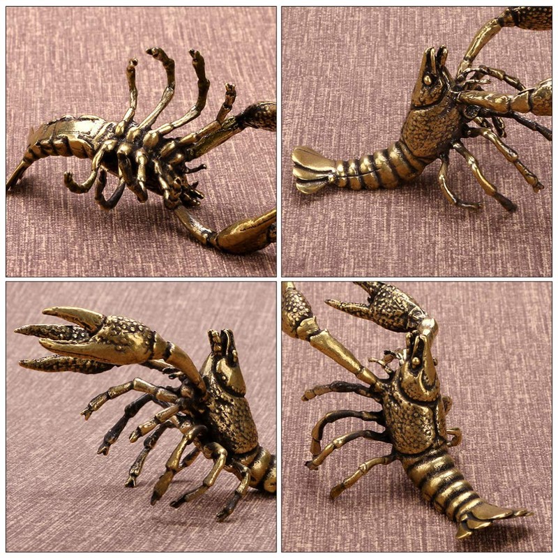 Kisangel Brass Lobster Figurine Feng Shui Statue Wealth Good Luck