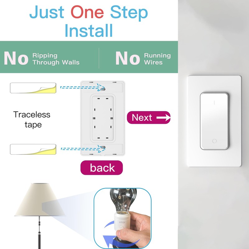 UTOI Remote Control Light Bulb Socket with Remote, 656ft Range