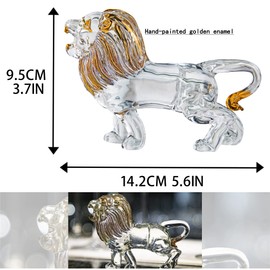 YU FENG - Figura de león de vidrio de 5.5 pulgadas, coleccionable, arte de vidrio pintado soplado, escultura de animales de vida silvestre, adorno hecho a mano, vidrio para decoración de pisapapeles