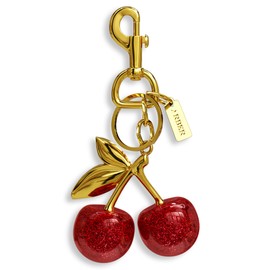 Arber Cherry Keychain for Purse - Realistic Cherry Bag Charm with Large Clasp, Cute Bag Charms Gold Stem - Versatile Bag Accessories Charms Chain, Aesthetic Red Cherry Charms for Handbags Gift & More