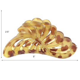 5 inch Large Jaw Clip Hair Claw with Tortoise Leaf Design for Women - Light Tortoise