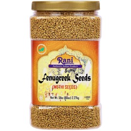 Rani Fenugreek (Methi) Seeds Whole 80oz (5lbs) 2.27kg Bulk PET Jar, Trigonella foenum graecum ~ All Natural | Vegan | Gluten Friendly | Non-GMO | Kosher | Indian Origin, used in cooking & Ayurvedic