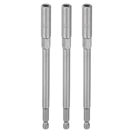 sourcing map 3pcs Nut Driver Drill Bit 5.5mm Metric Impact Socket 1/4" Hex Shank 6" (150mm) Extra Long 6-Point Sockets Quick-Change CR-V Steel Bolt Setter for Power Drill Drivers