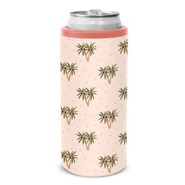 Insulated Stainless Steel Slim-Can Cooler by Studio Oh! - Sunny Palms - 12-Ounce Double-Wall Construction with Full-Color Artwork & Secure Screw-On Lid