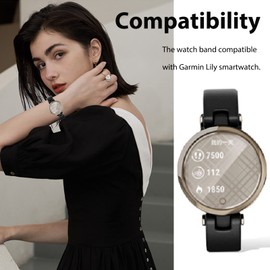 Miimall Band Compatible with Garmin Lily Leather Strap, Genuine Leather Adjustable Slim Wristband with Stainless Steel Buckle, Replacement Bracelet Strap for Garmin Lily-Red