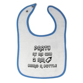 Toddler & Baby Bibs Burp Cloths Funny Party at My Crib 2 Am Bring A Bottle Birthday Second Cotton Baby Items for Baby Girl & Boy White Blue Design Only