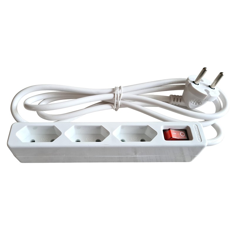 as - Schwabe 3-Way Power Strip White with Switch 230