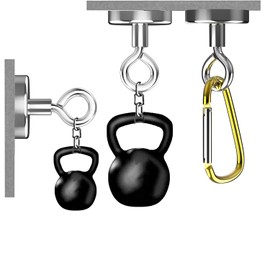 RONVEI Magnetic Eye Hooks, 14Pack Strong Neodymium Magnet Loop Hooks for Hanging Lights, Tools, Perfect for Kitchen, Workplace, Office (0.6inch)