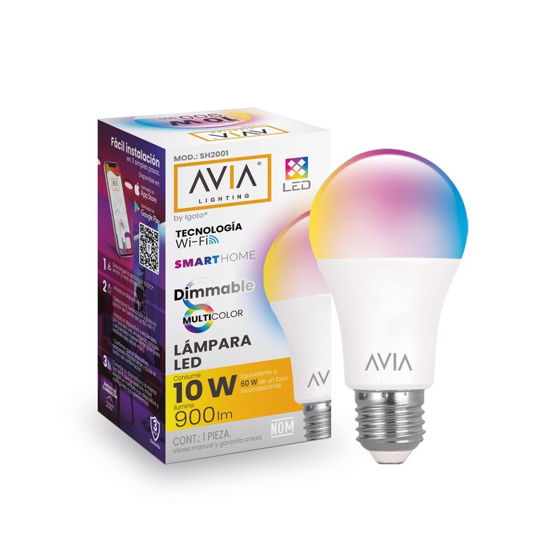 iGoto Foco Inteligente Dimmable A19 Wifi AVIA, RGB 2700 a