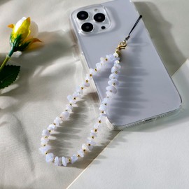 MORSUNBELA Phone Chain Phone Lanyard Bracelet Hand Wrist Strap Lanyard Phone Chain Beaded for Girl Woman Phone Accessories