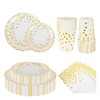 CEILIWEN 100PCS White and Gold Party Tableware Set, White and