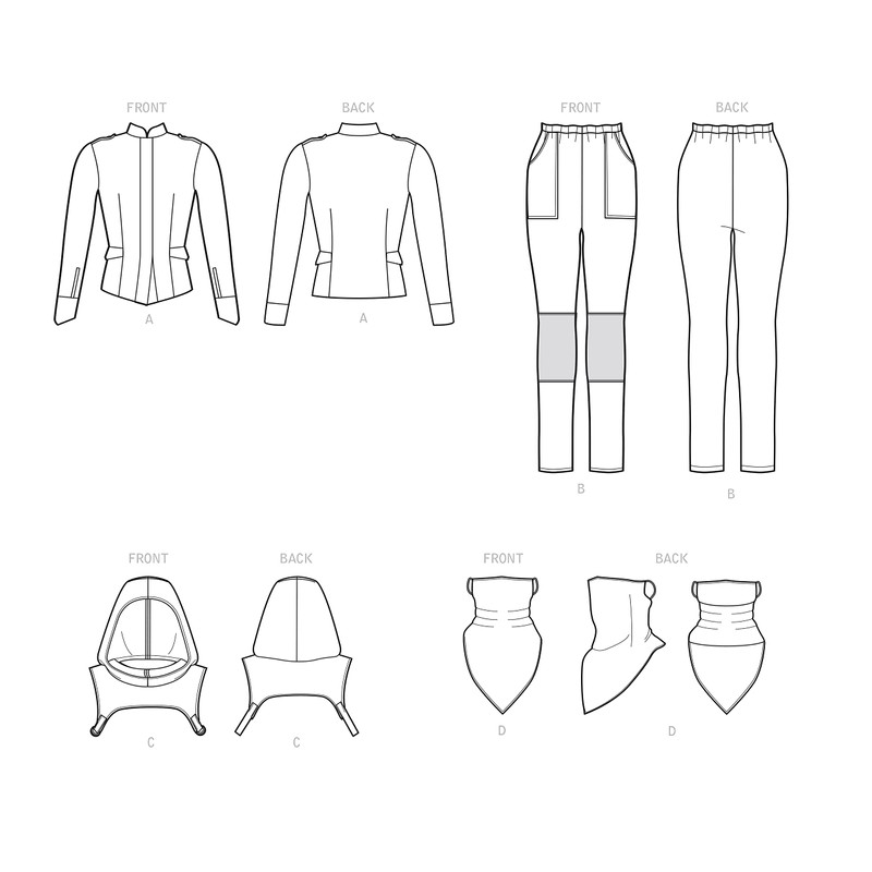 Simplicity Misses' Jacket, Pants, Cropped Hooded Tabard, and Facemask Fantasy