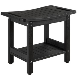 JemKelly Shower Stool for Inside Shower, Plastic Shower Seat, Heavy Duty Shower Bench to sit on, Shower Chair for Shaving Legs, Adjustable Feet,Non-Slip(Black)