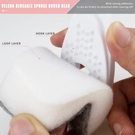 Wisboey Dish Cleaning Brush-Soap Dispensing Dish Brush Set & 4 Replacement Heads Storage Holder for Dish Pot Pan Sink-Pink