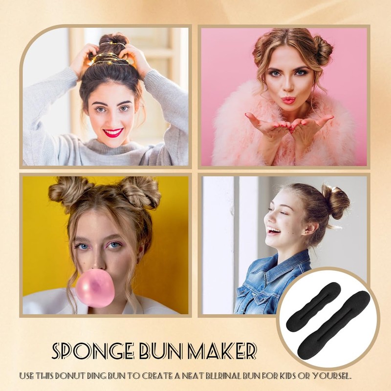 GGUFAY 4 Stück Haare Frisuren Set, Haarknotenformer, Duttkissen, Bun Maker