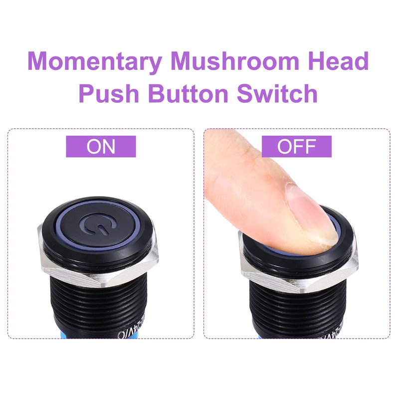 DMiotech 2 Pack 19mm / 3/4" Aluminium Alloy Momentary Push