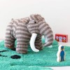 Knitted Brown Woolly Mammoth Dinosaur Soft Toy. Suitable from Birth