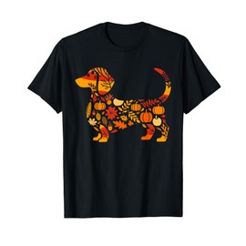 Autumn Pumpkin Fall Dachshund Thanksgiving Womens Mens Kids T-Shirt