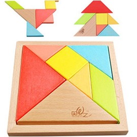 OJIN 7 Pieces Wooden Tangram Puzzles Puzzle Educational Development Intellectual Game Children's Toy