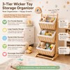 Three-Tier Floor-Standing Storage Rack, Hand-Woven Storage Basket, Vertical Storage Rack,