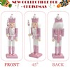 Pink White Wooden Christmas Nutcracker 30cm Soldier Ornaments,Christmas Tree Decorations