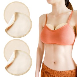 Castor Oil Pack for Breast, 4 PCS Reusable Organic Castor Oil Pack Wrap, Soft Breast Pads for Relaxing Sleeping (Oil Not Included)-Khaki