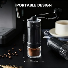 Macinacaffè manuale, macinacaffè manuale portatile con capacità di 30 g, 40 impostazioni regolabili, macina conica con manico ergonomico per espresso, Pour Over e altro ancora