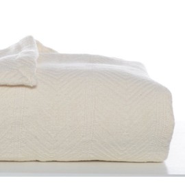 Eddie Bauer Home - Herringbone Collection - Blanket - 100% Cotton, Lightweight & Breathable, Machine Washable Easy Care, Twin, Bone