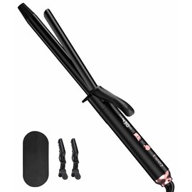 FARERY Long Barrel Curling Iron 1.25 inch, 11 Adjustable Temp, Include Clips & Silicone Pad, Comfort:_3/4 Inch 