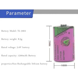 (10 Pack) TL-5902 3.6V 1/2AA ER14250 PLC Lithium Battery Replace for Tad-Iran TL-5902/S TL-2150/S ER14250 SL-350 Non-Rechargeable