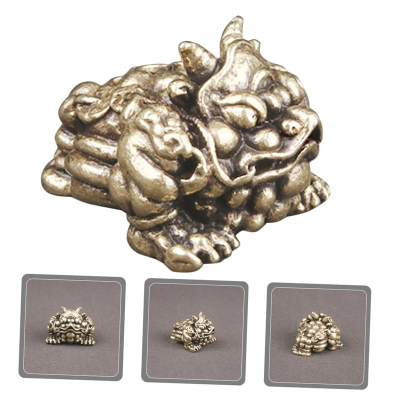 GRIRIW Brass Legged Toad Sculpture Traditional Wealth Desktop Ornament for