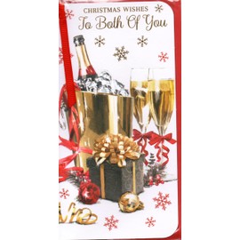 prelude To Both Of You Christmas Card - To Both Of You Wishing You Happiness - Champagne & Xmas Presents Quality Slim Card