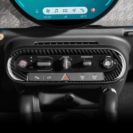 KUNGKIC For MINI Cooper J01 EV E SE Countryman U25 F65 F66 F67 Cooper S 2024-UP Car Central Control Gear Knob Frame Cover Carbon Fibre Sticker Trim Indoor Accessories, Gift (Black)