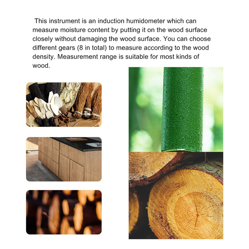 WT630 Wood Moisture Meter Pinless Induction 8 Levels Adjustment Multifunction