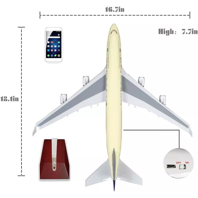 1/150 Diecast Airplanes Saudi Arabia Boeing B747 with LED Light