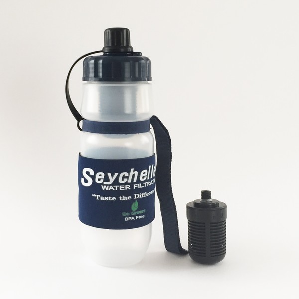 Seychelles Portable Water Bottle + Replacement Filter, Value Set