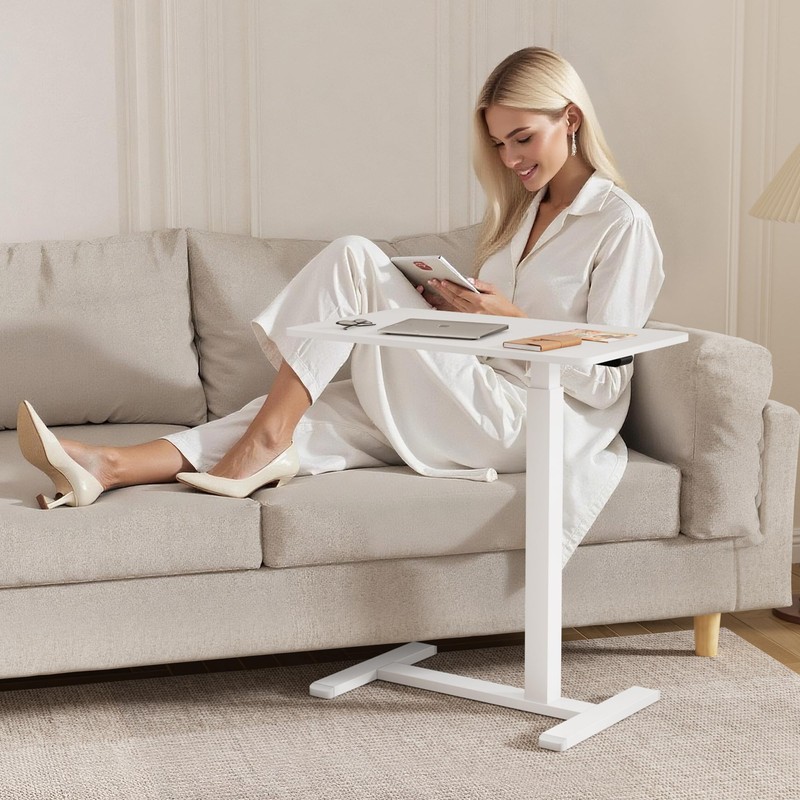 NICECOZY Medical Adjustable Overbed Bedside Table with Wheels, Rolling Laptop