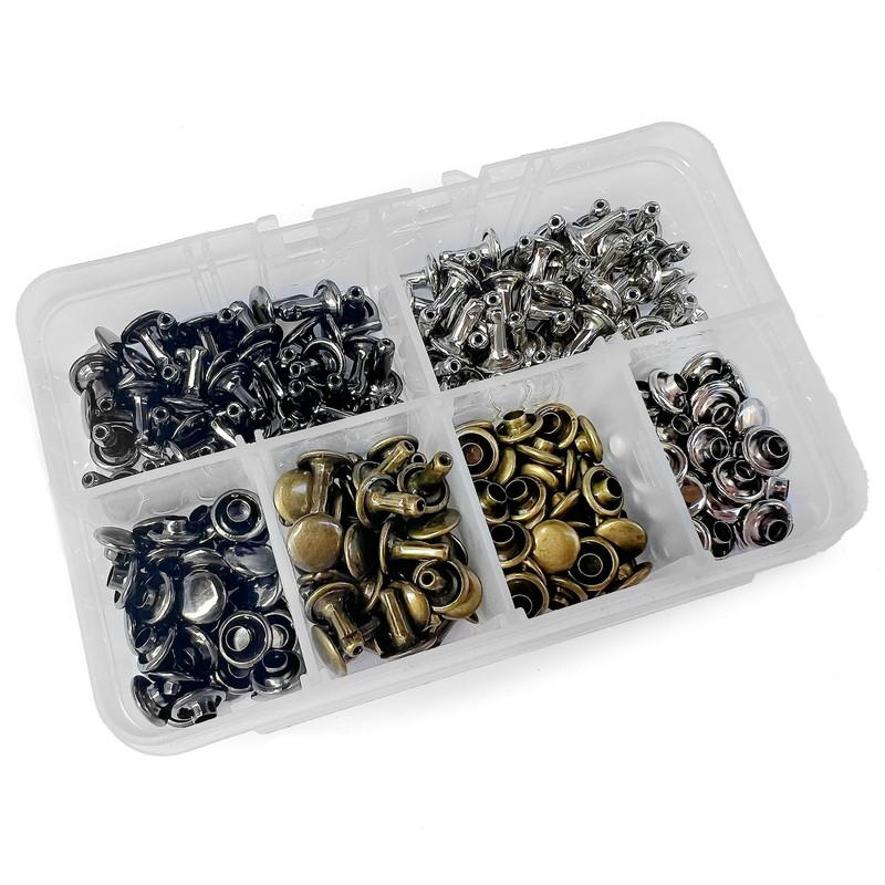 Leather Rivets Set with Pliers, 8 mm Metal Double Cap