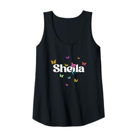 Womens Sheila - Adorable Girl Name with Colorful Butterlies Tank Top