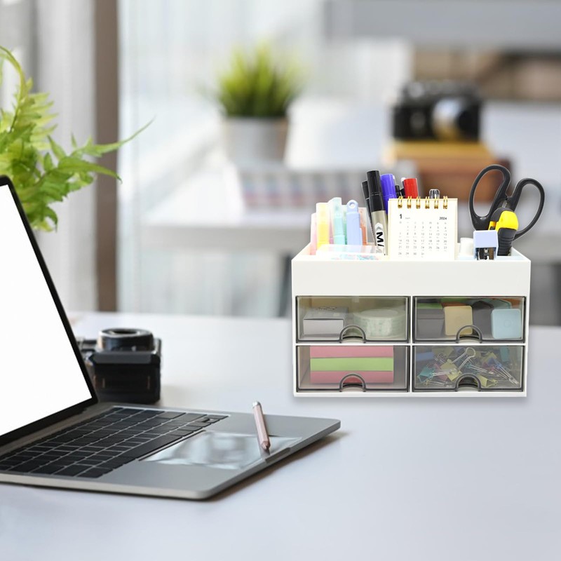 YUNSHANGHE Desk Organiser, Plastic Office Organiser with 4 Drawers and