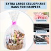 12 PCS Extra Large Cellophane Bags for Hampers, 30"X40" Hamper