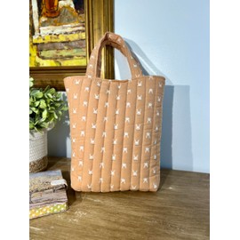 Kwang Min Handbag for Daily Commute,Lunch Box,File Folders, Laptop Tote Bag. Top Double Handles, Quilted Cotton, Magetic Closure, Light, Unque Design Handbag for Work, College and Travel (Coral Bunny)