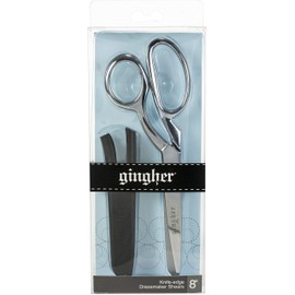 Gingher Dressmaker's Fabric Scissors - 8" Stainless Steel Shears - Sharp Knife Edge Fabric Scissors with Protective Sheath & Gingher Appliqué Scissors - 6" Paddle-Shaped Scissors