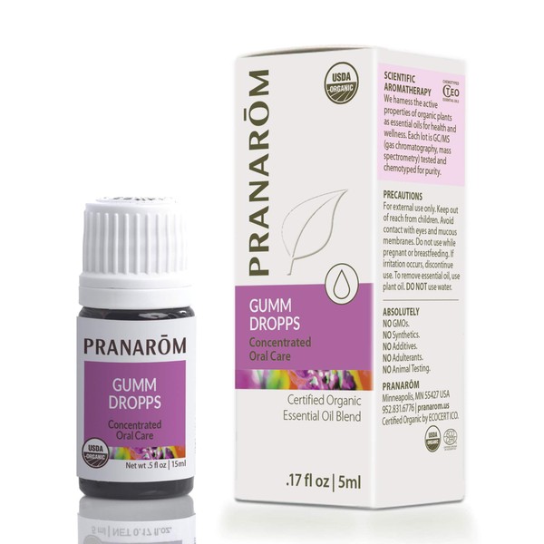 Pranarom - Gumm Dropps Essential Oil for Teeth & Gum Health, Natural Mouthwash for Oral Care, Pure & Organic Essential Oils (Peppermint, Thyme, Clove, Lemon, & Cinnamon), 5 ml