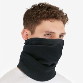 TAGVO Thermal Fleece Neck Warmer, Winter Fleece Lining Neck Warmer Scarf, Elastic Neck Cuff, Windproof Ski Neck Warmer, Balaclava Mask for Men and Women - Universal Size, black