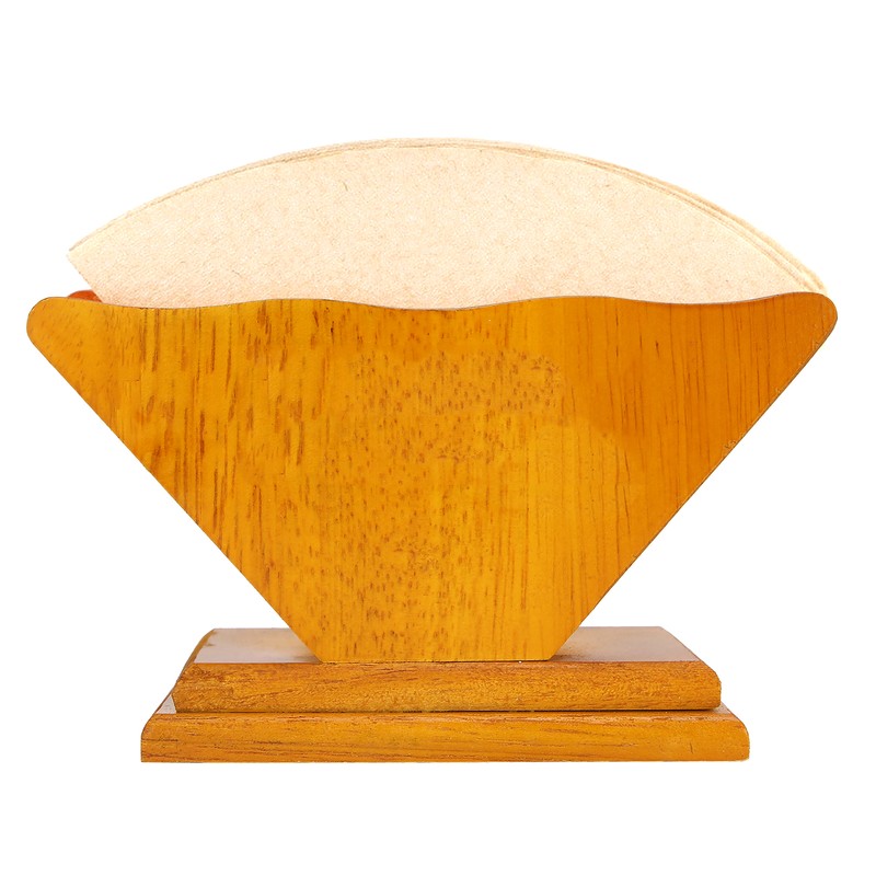 Coffee Filter Paper Holder Countertop Reusable V shaped Wooden Storage