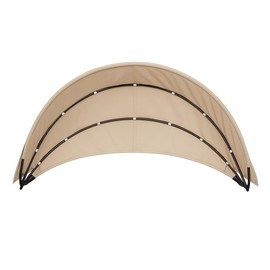 Outdoor Patio Daybed Canopy Replacement Cover – 66'' Round Retractable Sunbed Top for Wicker Rattan Daybeds, Waterproof UV & Fade Resistant, Easy Install with Hook & Loop (Only Canopy Khaki)