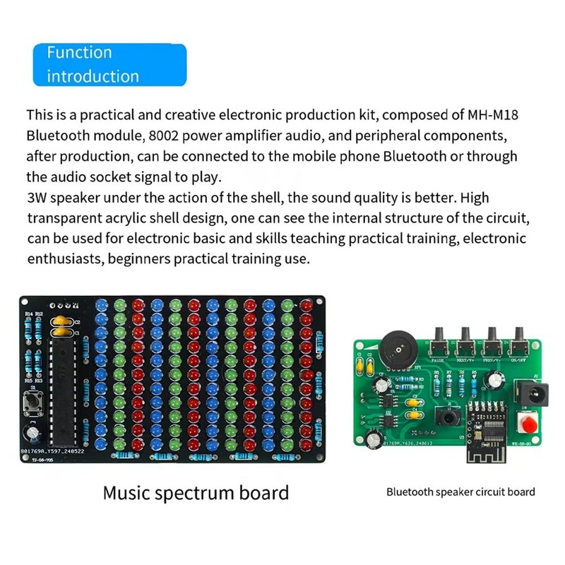 Comphic DIY Bluetooth Speaker Kit Electronic LED Music Spectrum Dual