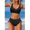 Women's High Waisted Bikini Twist Front Tie Back 2 Piece