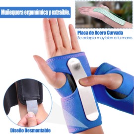 HEKE - Pulsera Deportiva, Un Par de Muñequeras con Férula Extraíble, soporte de Artritis de Mano de Neopreno Transpirable Aajustable para Gimnasio, Paquete de 2 (azul)